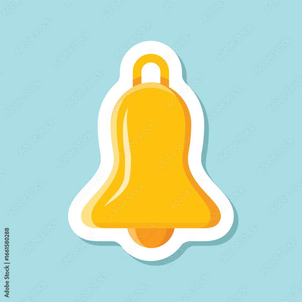 Poster notification bell sticker icon in flat style. incoming inbox message vector illustration on isolated
