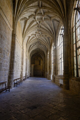 Obraz premium Gothic vaulted corridor of the cloister in the Cathedral of San Antolin in Palencia