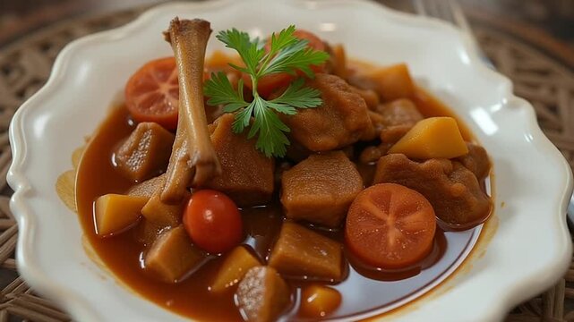  Oxtail Stew served authentically on a plate
