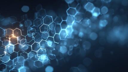 glowing blue hexagon network pattern