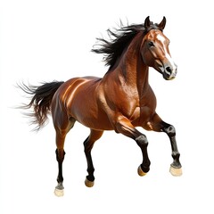 Obraz premium Brown horse in full gallop, against white