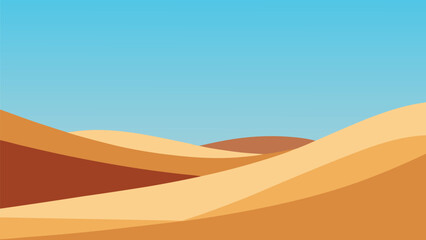 Minimalist desert landscape vector illustration with clean lines and rolling sand dunes