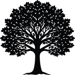 Obraz premium Detailed Tree Illustration Black and White Nature Silhouette