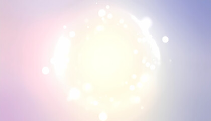 Dreamy abstract background with glowing yellow light orb and magical bokeh particles. This serene and ethereal backdrop features soft pastel color gradient for fantasy design