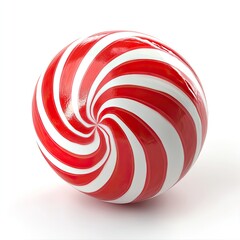 Red and white spiral candy sphere