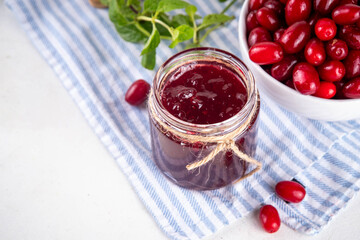 Cornelian cherry, dogwoods edible berry jam or marmalade