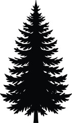 Obraz premium Evergreen Tree Illustration in Black and White Silhouette Style silhouette