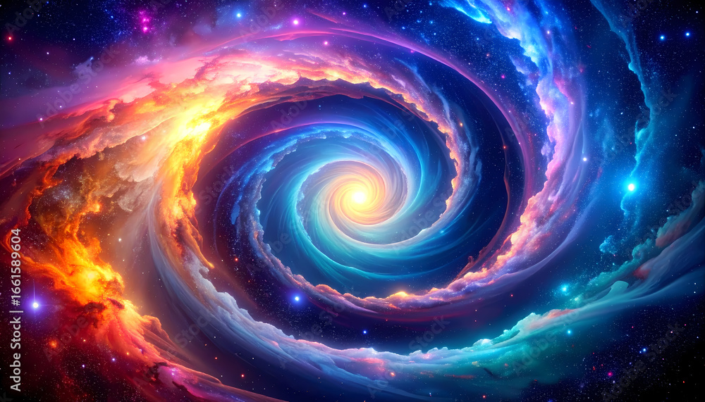 Canvas Prints mysterious colorful abstract space galaxy with an awe inspiring nebula spiral vortex. bright star li