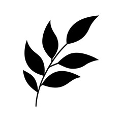 Simple black silhouette of a branch with elongated leaves