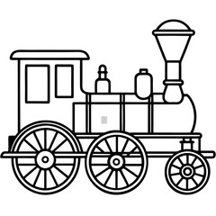 Fototapeta premium Classic Steam Train Outline Drawing for Coloring