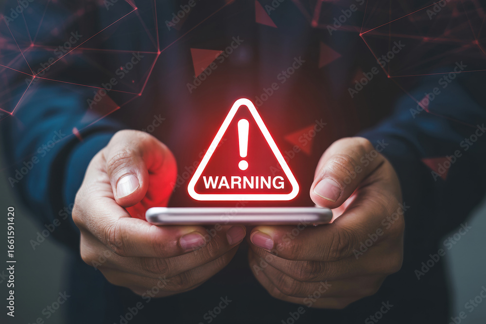 Poster digital warning sign displayed on smartphone screen representing low feedback and potential risks in