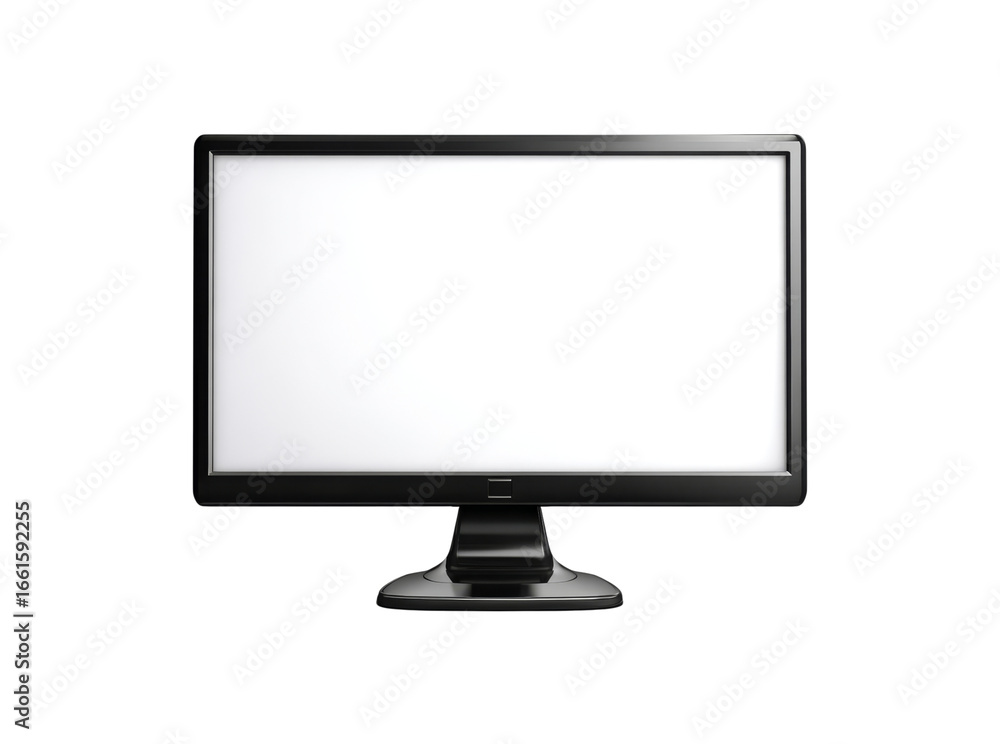 Poster modern black computer monitor isolated on black background, isolated on transparent background
