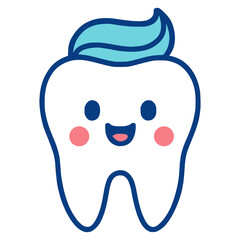 happy tooth with tooth paste flat color vector illustration template design