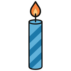 blue birthday candle flat color vector illustration template design