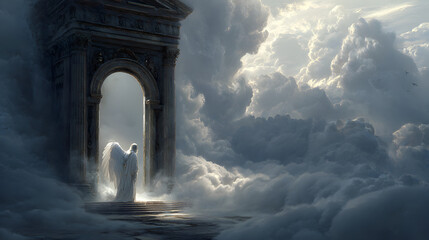 human soul at the gates of the kingdom of heaven. 