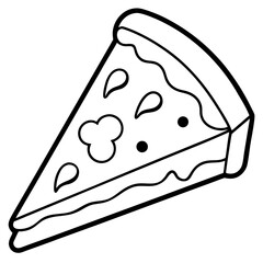 Clean line art pizza slice with cheese details