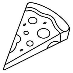 Clean line art pizza slice with cheese details