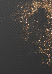 Bokeh, light, vector, gold, glistering sparkle in luxury glow. PNG shines in Overlay with transparent brilliance. Golden festive PNG perfect for Christmas, glittering background, motion magical design