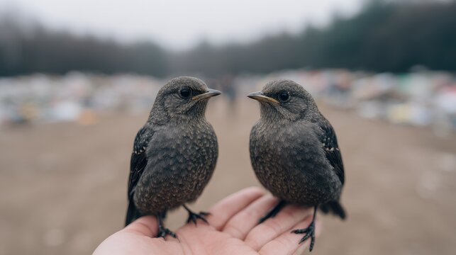 Volunteers joyfully release fledgling birds into the wild during a heartwarming community event in a serene forest setting. National Animal Safety and Protection Month