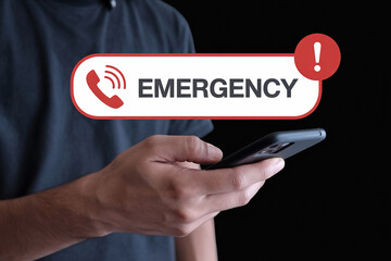 Emergency Call Alert on Smartphone with Exclamation Point, Low Feedback Urgent Communication for Immediate Assistance and Critical Situations