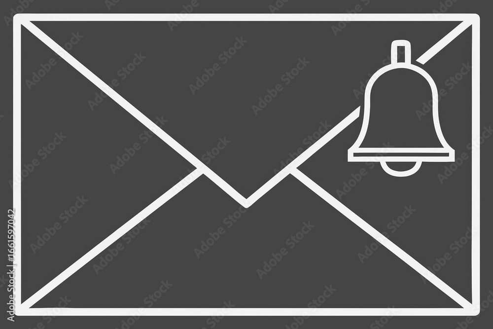 Poster envelope icon with notification bell, representing low feedback potential in digital communication a