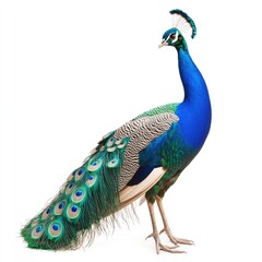 Obraz premium Peacock, vibrant plumage, profile view