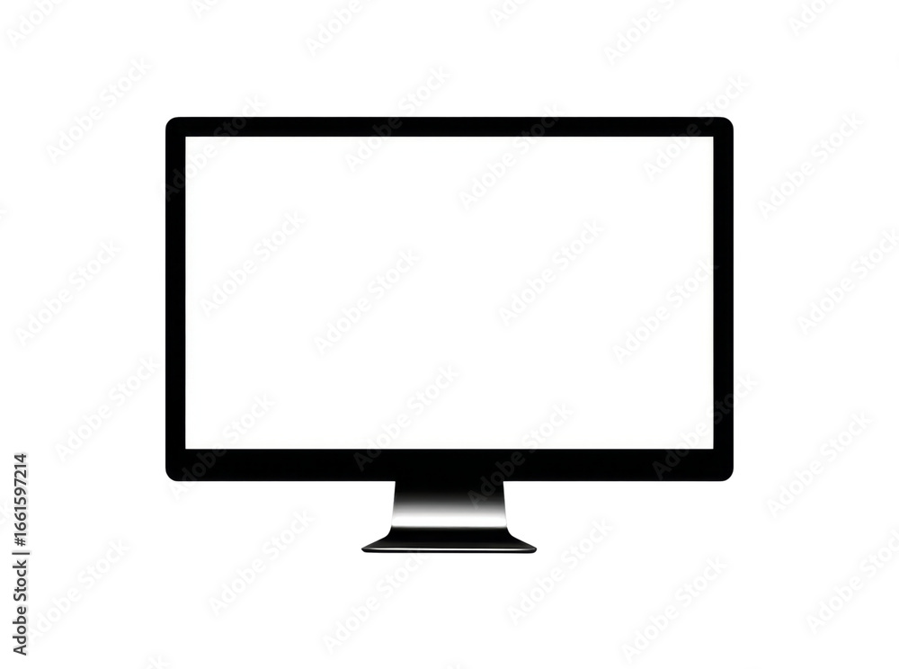 Poster modern black computer monitor isolated on black background, isolated on transparent background