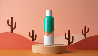 Isolated bottles and make up brushes for beauty and care products