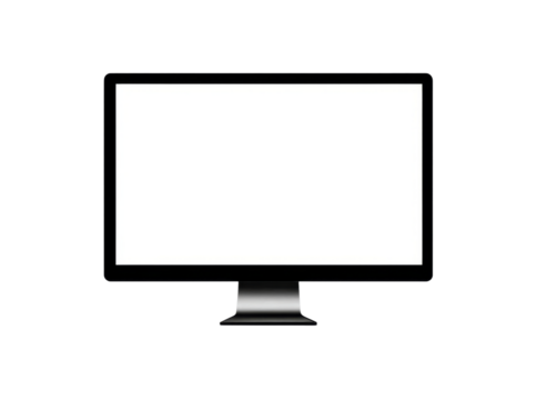 Modern black computer monitor isolated on black background, Isolated On Transparent Background