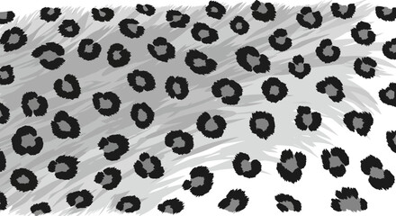 Fototapeta premium A white gray background with black spots resembling snow leopard print with brushstroke texture