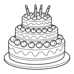 Sweet Birthday Cake with Candles - Fun and Colorful Kids’ Cake Illustration