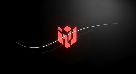 Modern abstract logo design with glowing red emblem and light streak