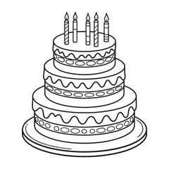 Three-Tier Birthday Cake with Candles and Icing - Fun Cake Art for Kids
