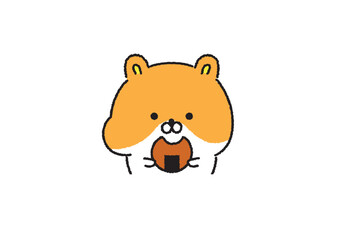 Obraz premium もぐもぐ煎餅を食べるハムスター