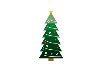 Fototapeta premium Árbol de navidad con guirnaldas en fondo blanco
