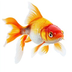 Orange and white goldfish against white