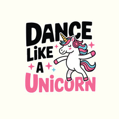 Dancing creature with headphones and horn with dance like text art t-shirt design