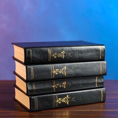 Stack of antique-style hardback books
