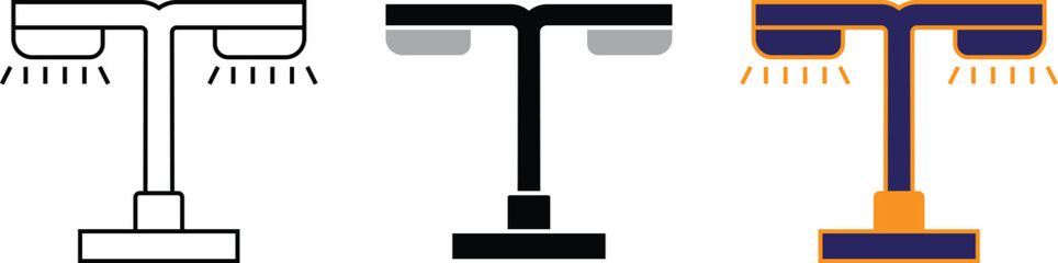 Street light icon symbolizing urban lighting infrastructure and public illumination system with transparent background