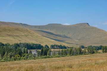 Upper Neuadd Reservoir in Bannau Brycheiniog National Park, Brecon Beacons in South Wales