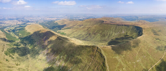 Amazing panorama view of Bannau Brycheiniog National Park, Brecon Beacons in South Wales.