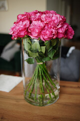bouquet of pink roses in a vase
