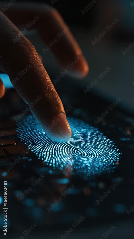 Aufkleber fingerprint scan for biometric authentication, digital identity verification.