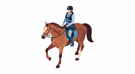 Equestrian Riding A Vector Illustration of a Person Skillfully Riding a Horse with Equestrian Gear. Adaptive athlete. 