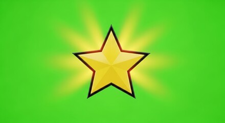 Fototapeta premium Shining gold star with radiant light, perfect for awards and recognition