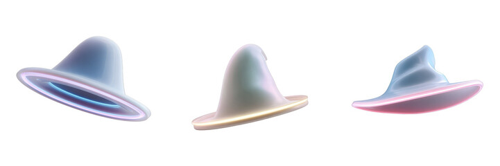 Fototapeta premium Glowing witch hat with neon light rim in cyberpunk style perfect for halloween costume and futuristic party celebration