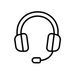 Black and White Outline Gaming Headset Icon