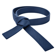 Dark blue martial arts belt tied in a knot isolated on transparent background