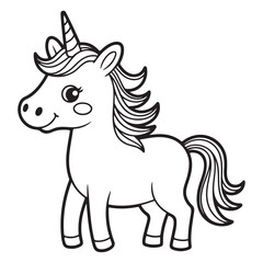 Magical Unicorn Walking in a Fantasy World with Hearts and Clouds