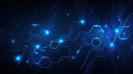 glowing blue hexagons digital network